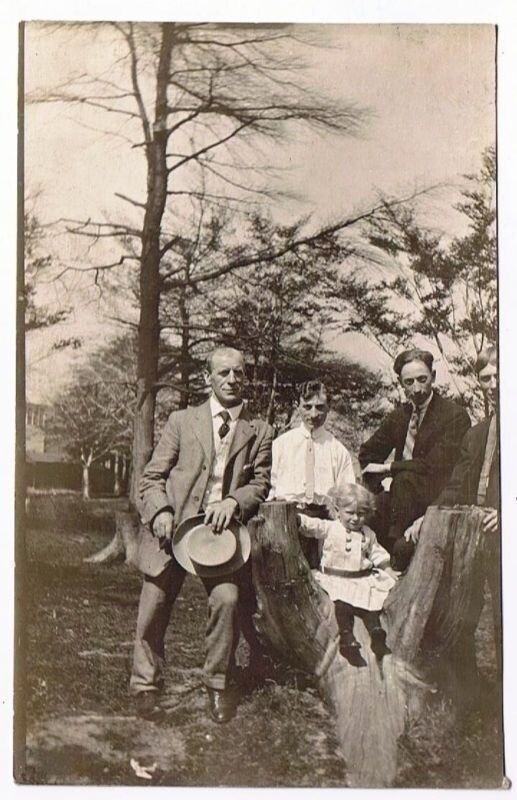 RPPC Postcard Group of Men With Child Early 20th Century Dated 1913