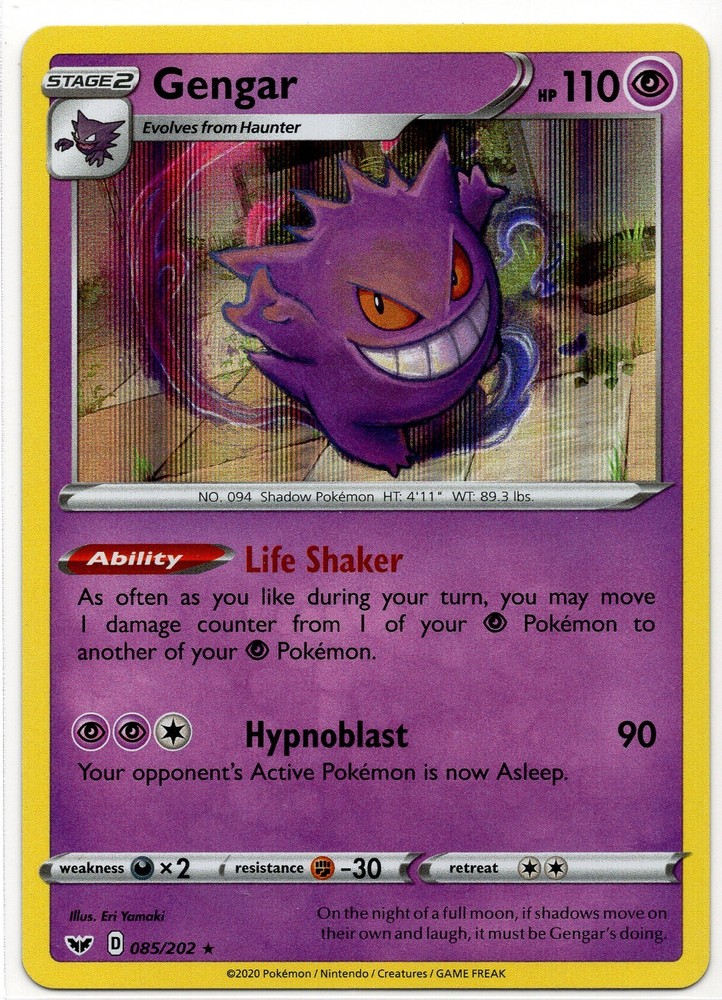 Gengar 085/202 Pokemon TCG SWSH Sword & Shield Holo Rare NM