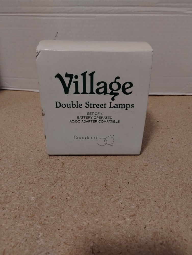 Village Double Street Lamps Set Of 4 Battery Operated AC/DC Adapter Compatible B