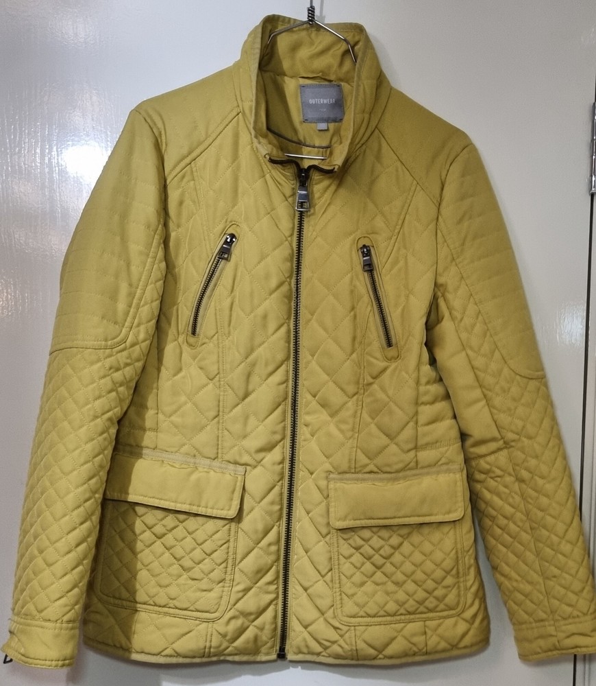 NEXT Womens Yellow Solid Windcheater Outerwear Quilted Raincoat Jacket - UK 10