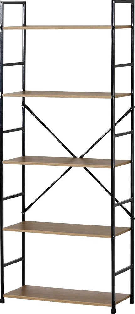 5 Tier Wide Bookshelf Storage Display Rack | Industrial Shelving Unit | Home Off