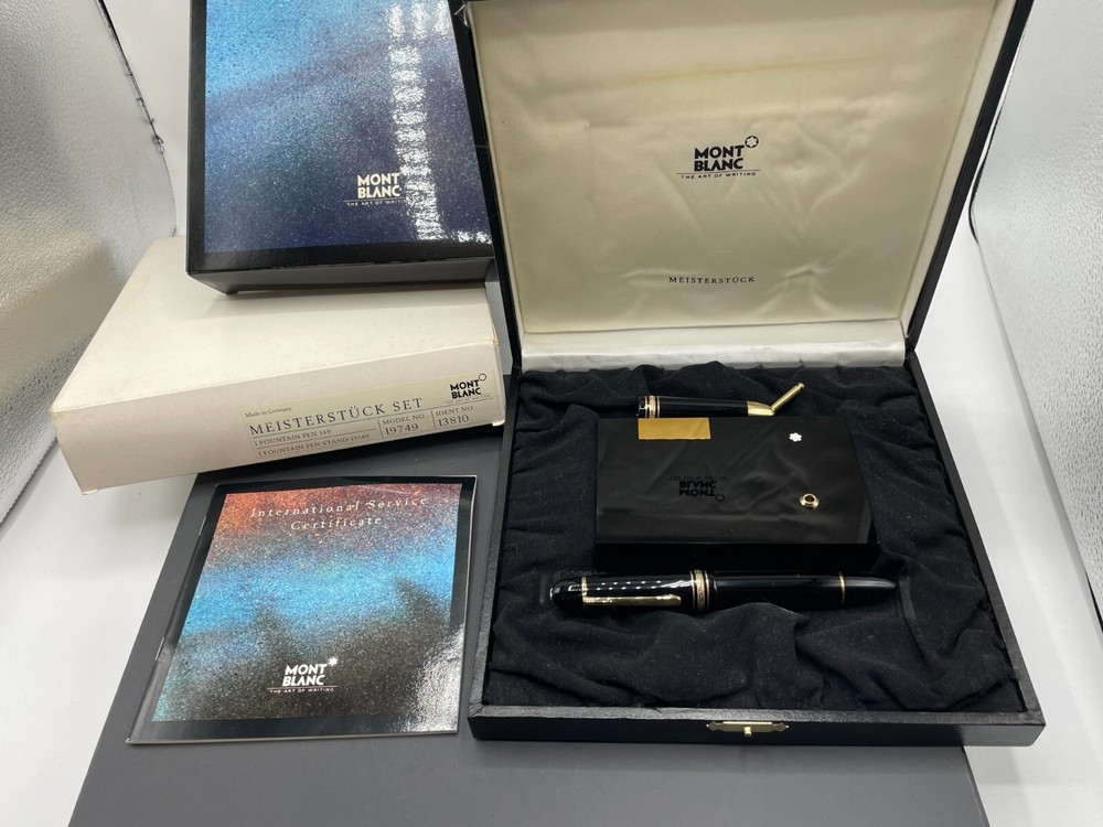 Montblanc Diplomat Meisterstuck c1990s Fountain Pen & Deskset Stand 18k 19749