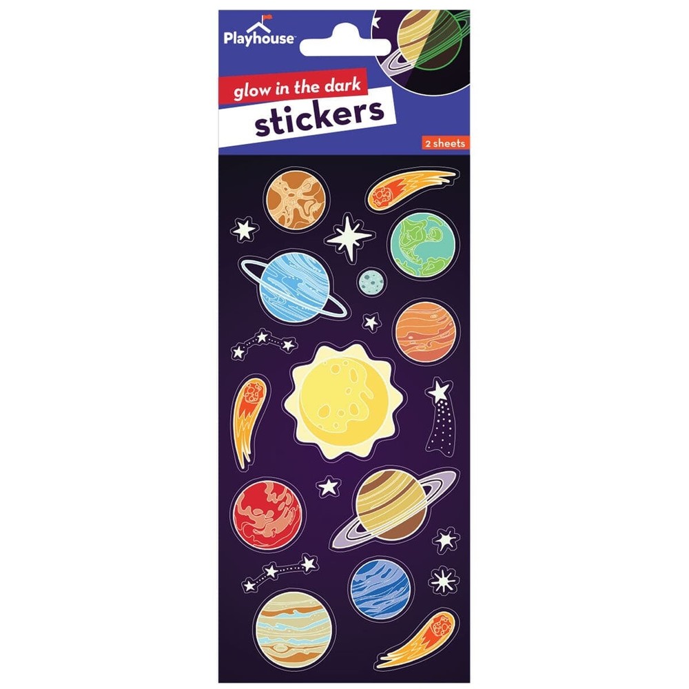 2 Sheets Solar System Space Glow In The Dark  Stickers Planner Supply Crafts