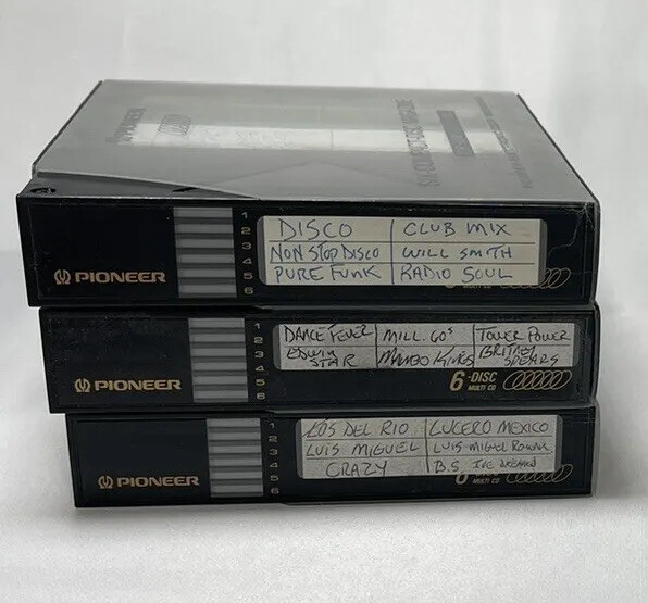 Lots of 3 pioneer six disc multi cd holder￼ cartridge magazine vtg in cases