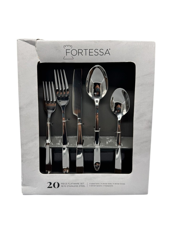 20pc Stainless Steel Scoop Silverware Set - Fortessa Tableware Solutions