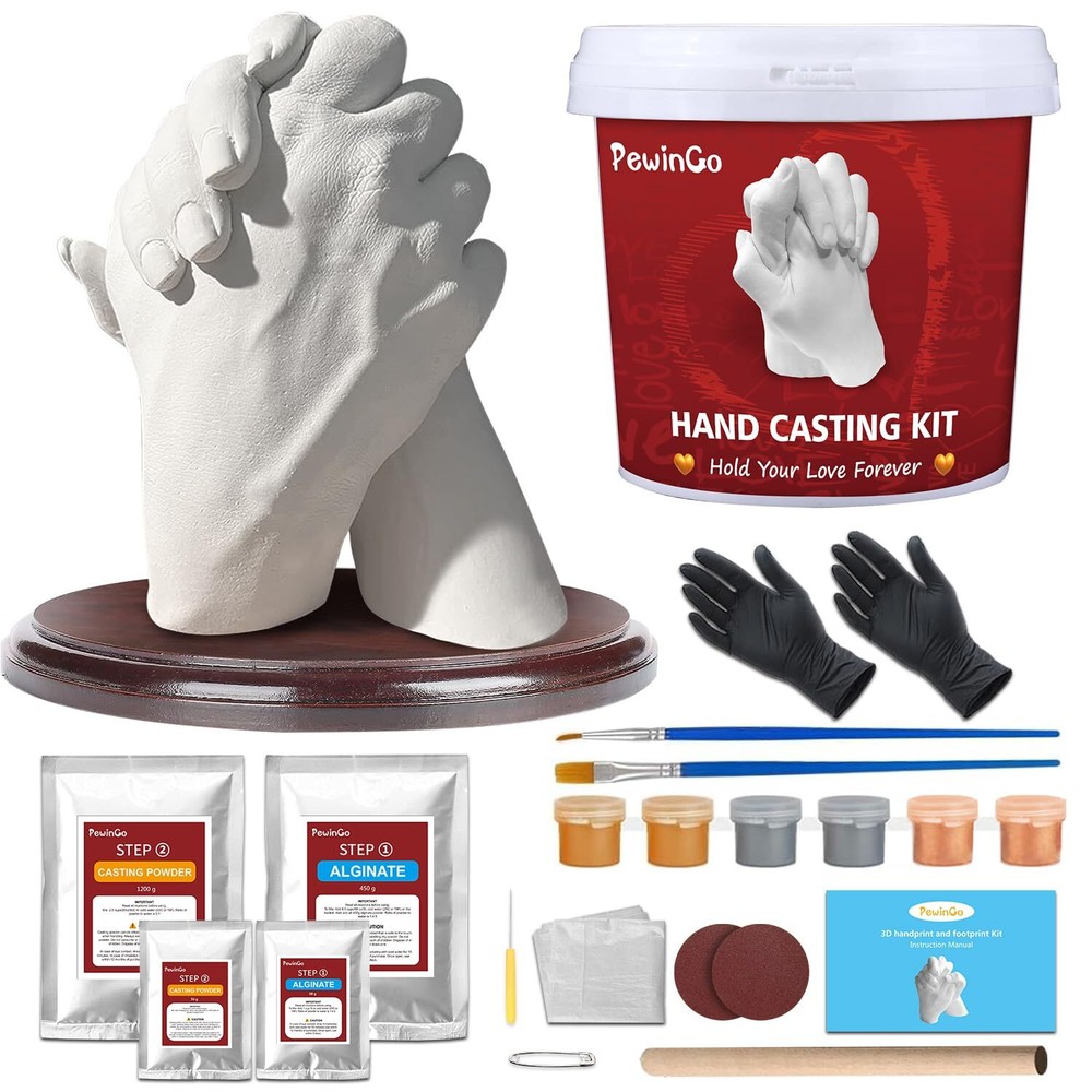 Hand Casting Kit Couples with Base,Plaster Hand Mold Casting Kit, Hand Mold K...