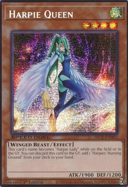 Harpie Queen Secret Rare SBC2-ENH03 Light Play Condition Yugioh Card
