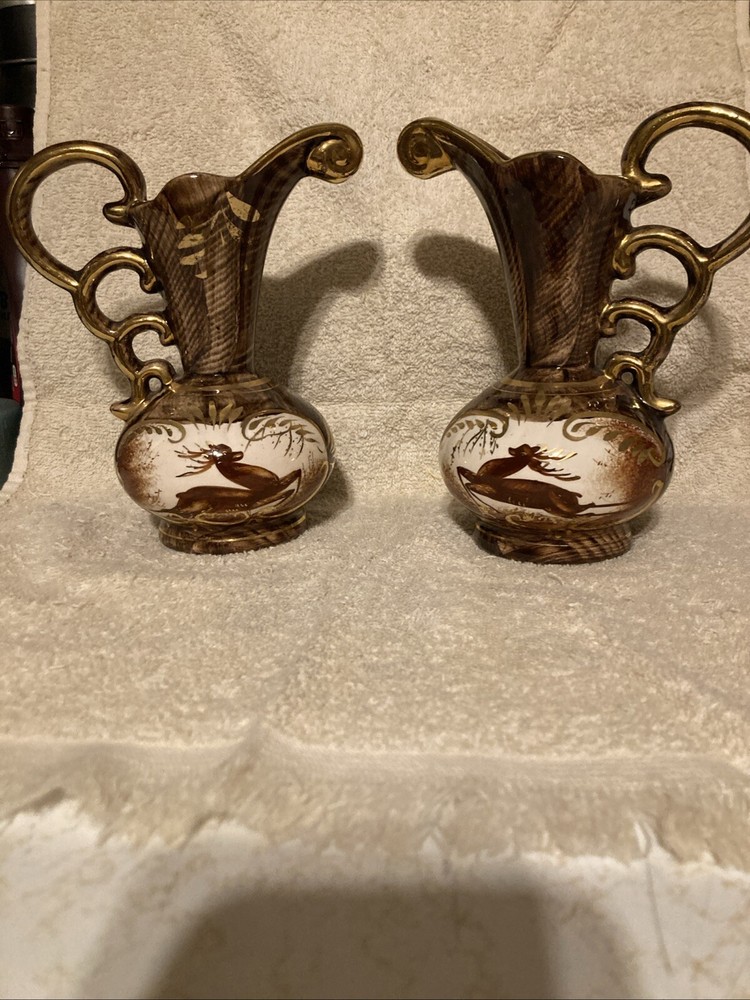 Vintage Hand Painted Belgium Vase/pitchers-used- #323 Hubert Bequet ( Ceramic)