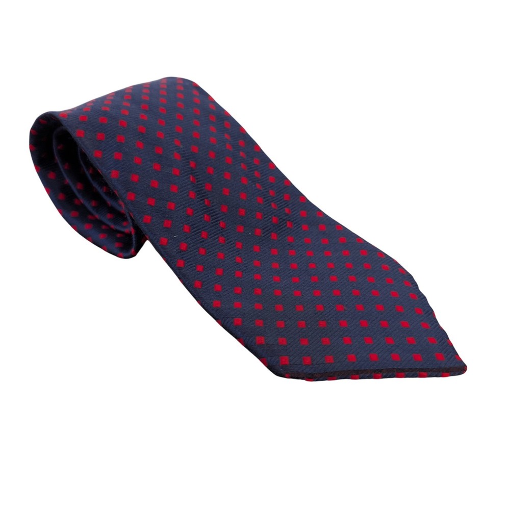 Charles Tyrwhitt Men's Silk Tie Red Blue Geometric Pattern Classic Length