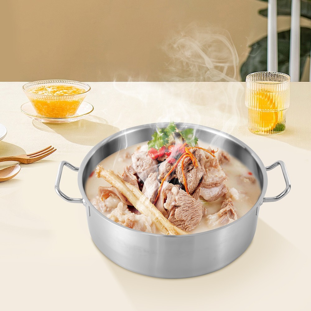 11 Qt Stainless Steel Stock Pot with Glass Lid for Soup & Cooking  