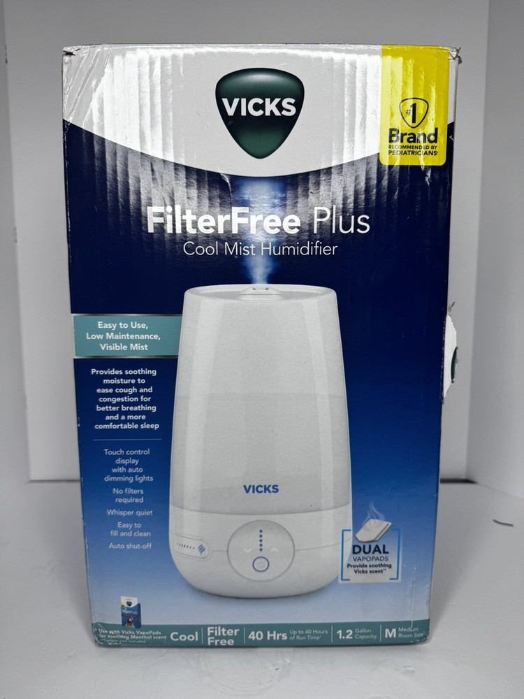 Vicks Filter Free Plus Cool Mist Ultrasonic Humidifier - 1.2gal - Open Box