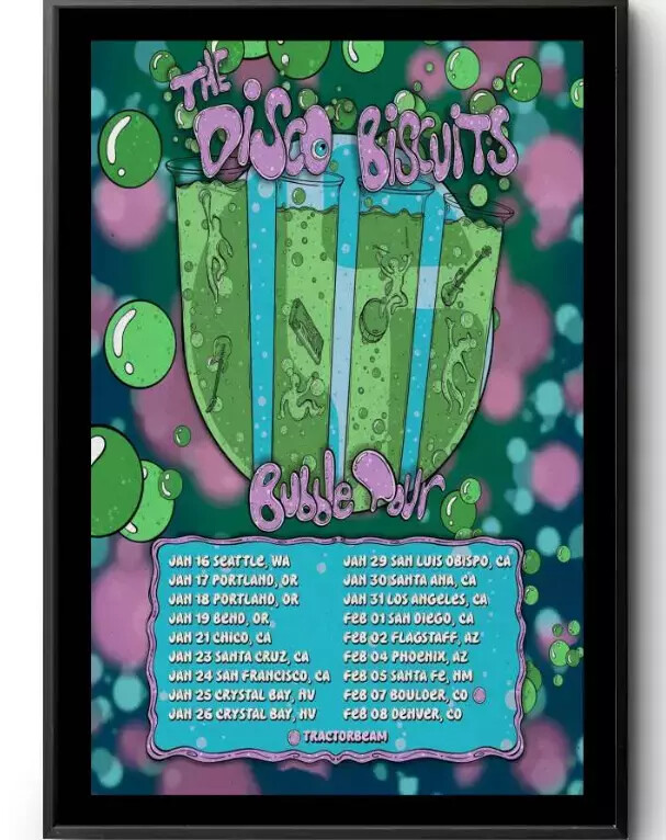 The Disco Biscuits Bubble Tour 2025 Poster - Concert Art for Music Fans