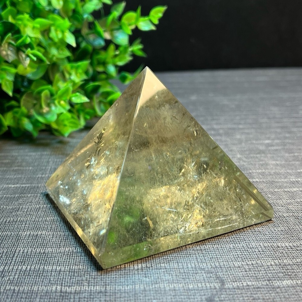 AAA Natural Citrine Crystal Pyramid Quartz Tower Point for Reiki Healing 360g