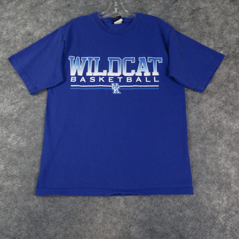 University Of Kentucky Shirt Men Large Blue Short Sleeve Wildcat Basketball NCAA