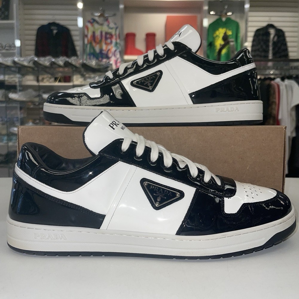 Prada Downtown Patent Leather Size 12 Black White Lightly Worn No Box