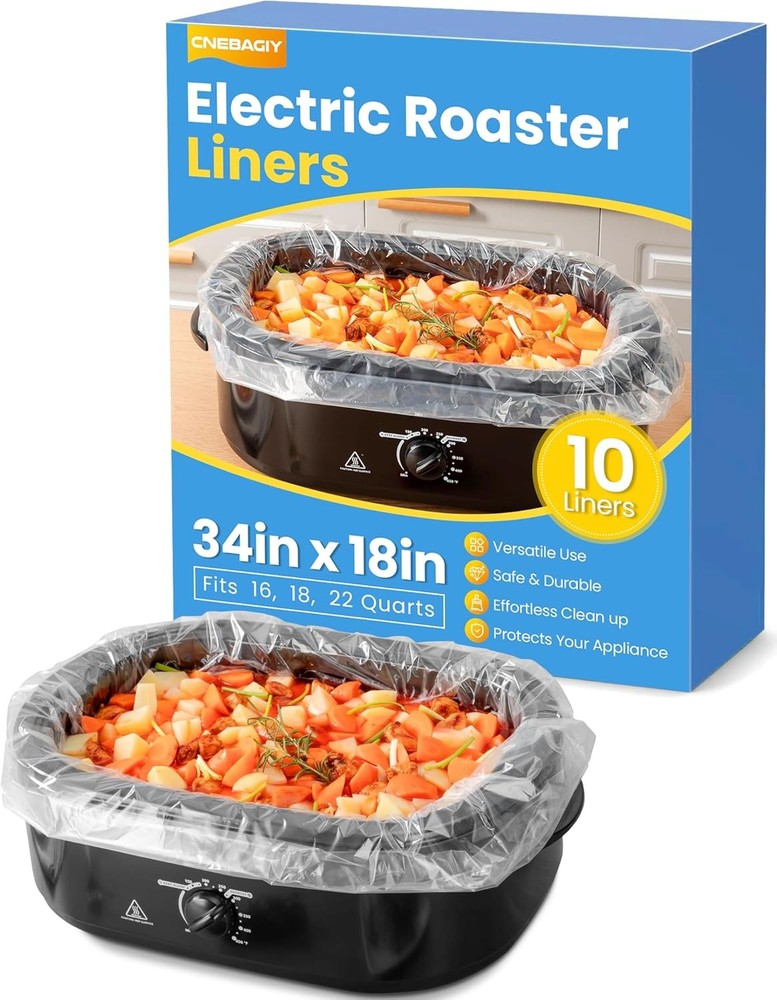 Electric Roaster Liners 34 x 18 Inch, 10 Count Disposable Roaster Oven Bags, Hea