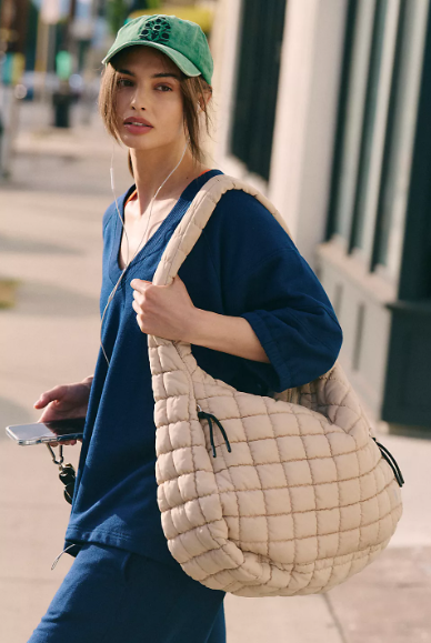 FREE PEOPLE Quilted Carryall Bag Off White NWT Limited Time Offer-image