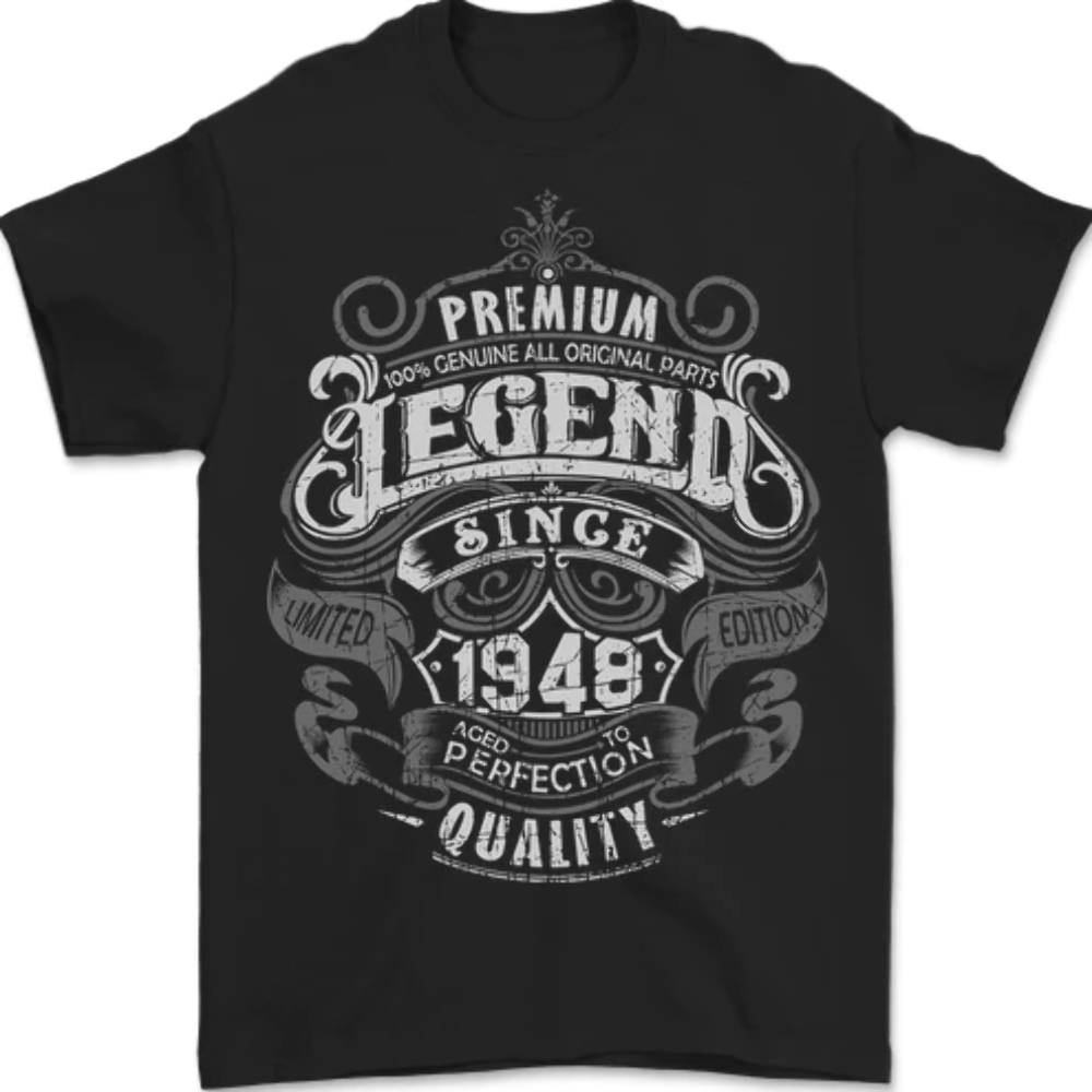 Premium Legend 75th Birthday 1948 Mens T-Shirt 100% Cotton