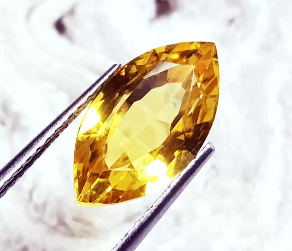 EGL Certified Natural VVS Yellow Sapphire 10.69 Ct Marquise Shape Loose Gemstone