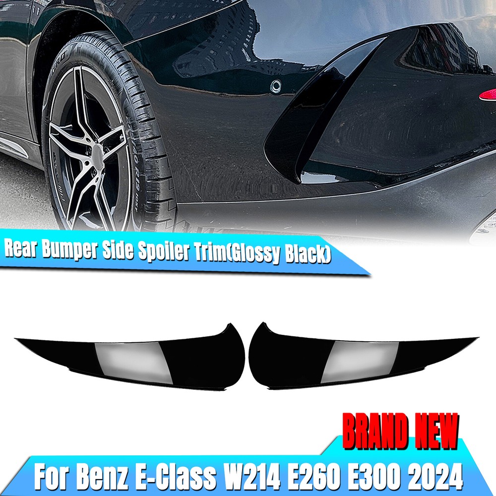 Rear Bumper Side Spoiler Trim for 2024+ Benz E-Class W214 E260 E300 AMG Black Pair