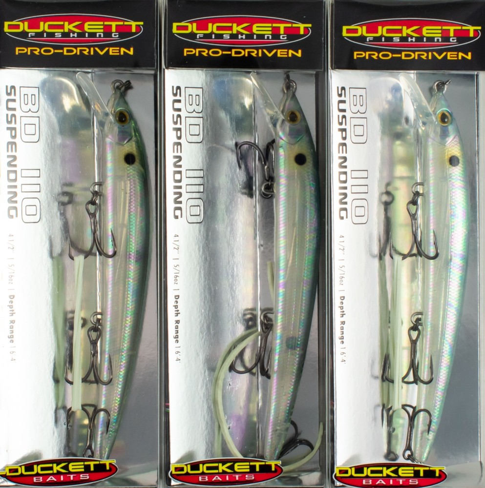 (LOT OF 3) DUCKETT PRO DRIVEN BD 110 JERKBAIT BD110GBB GHOST BLUE BACK L4207