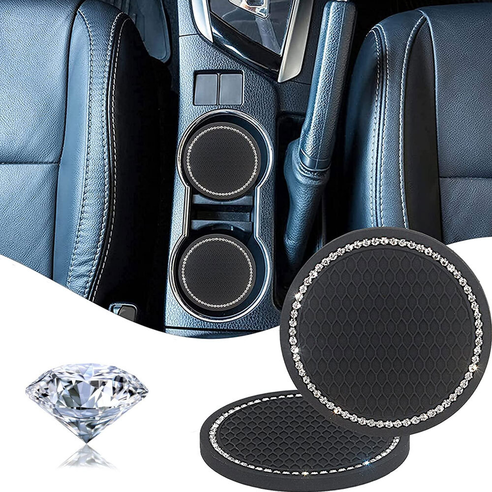 2x Car Auto Bling Rhinestone Cup Holder Anti-Slip Insert Coaster Car Accessories