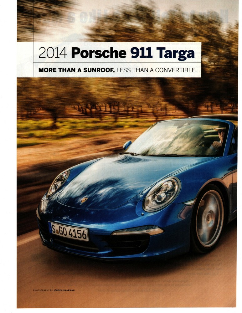 2014 Porsche 911 Targa 350-HP with Original 3-Page Article Ad