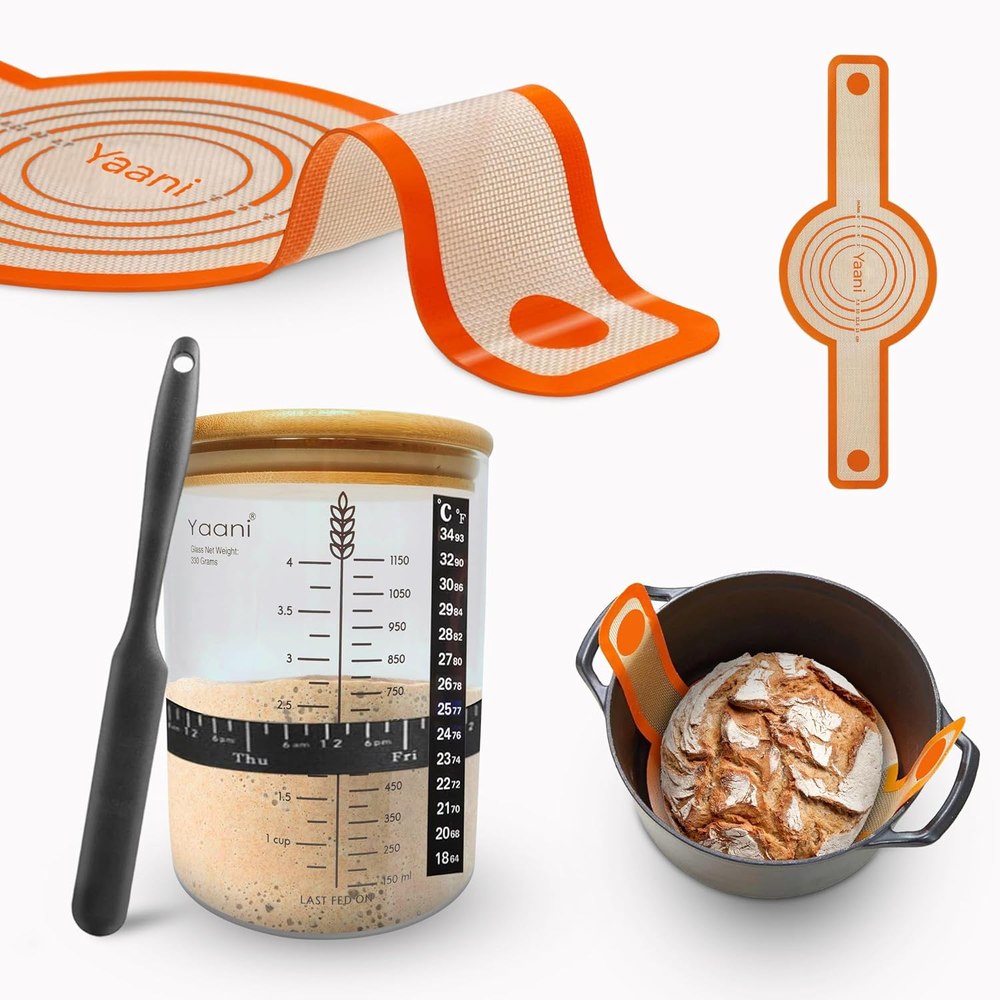 51 Oz Wide Mouth Sourdough Starter Jar Silicone Bread Sling 1500 ML Sourdough