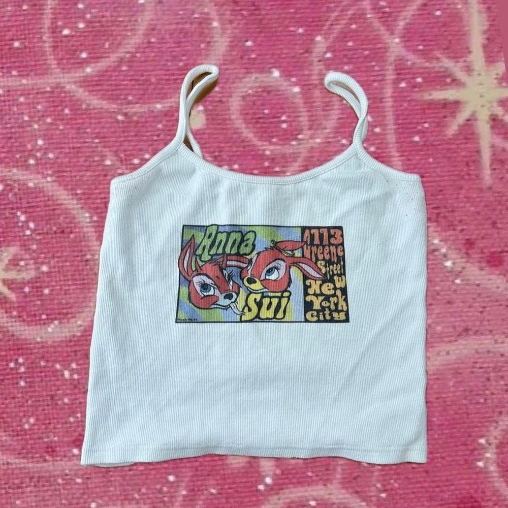 Anna Sui Y2K White Camisole Free Size Vintage Fashion Top