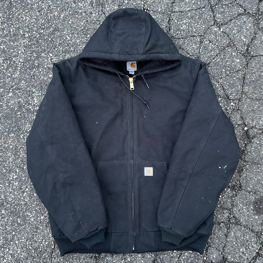 Vintage Y2K Black Carhartt Hooded Workwear Jacket