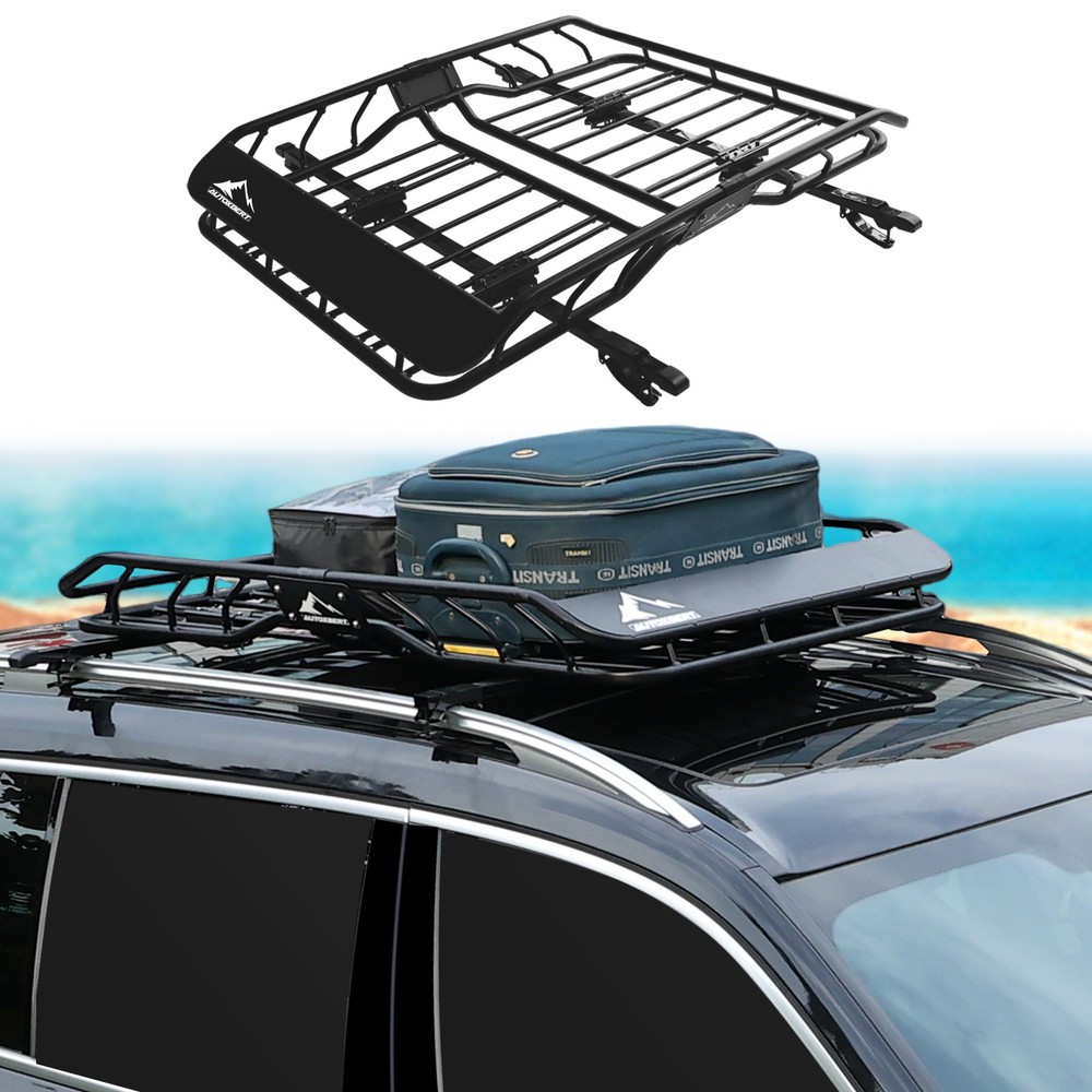 Universal Roof Rack With Black Roof Rack Cargo Basket With Heavy-Duty  Steel