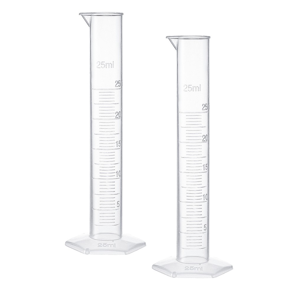 2 Pcs Measuring Graduated Cylinders,Great for Lab, Daily Use (Clear White, 25ml)