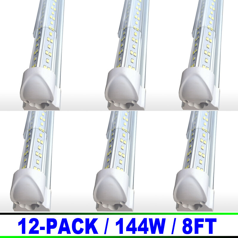 12/Pack LED Shop Lights Fixture Tube Strip Ceiling Lights 8Ft For Garage Worksho