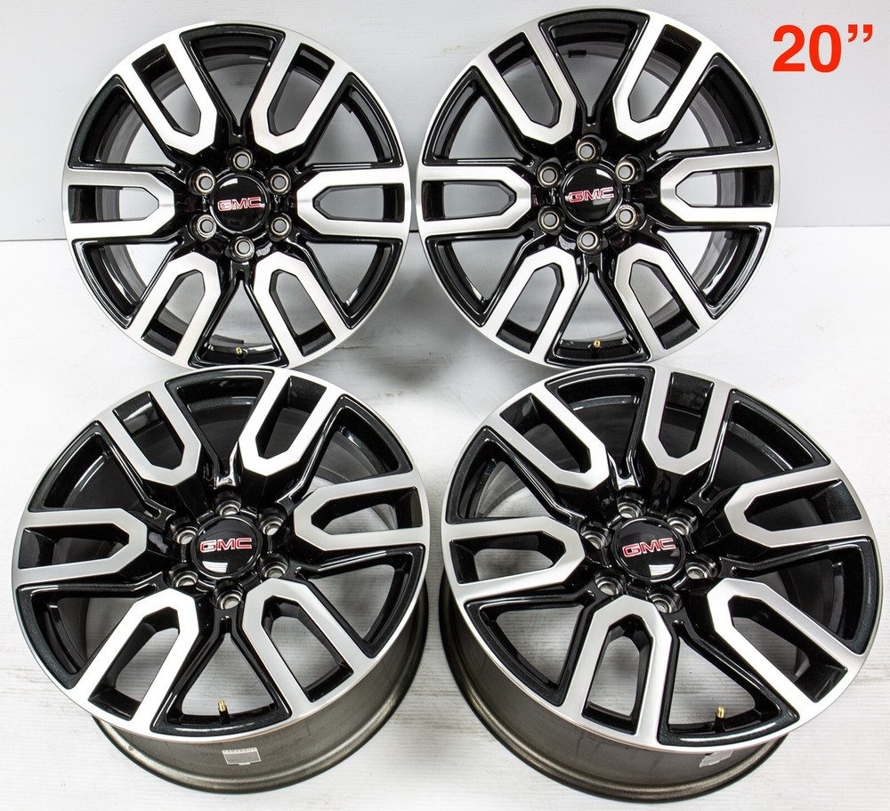 4 Takeoff GMC Sierra Yukon Denali Black Machined Factory OEM AT4 20” Wheels Rims