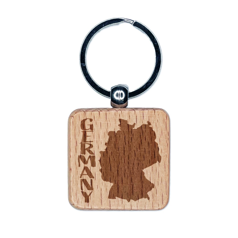 Germany Solid Wood Engraved Text Keychain Tag Charm  