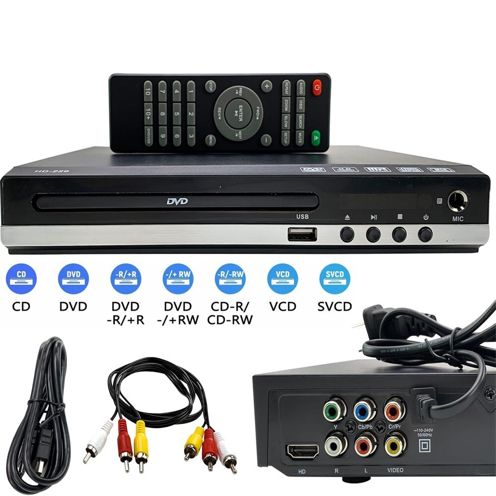 All Region Free 1080p DVD Player DVD CD USB Player with HDMI+RCA Output Home