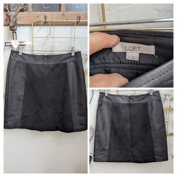 NWOT Size 6 LOFT Faux Suede & Leather Panel A-Line Skirt