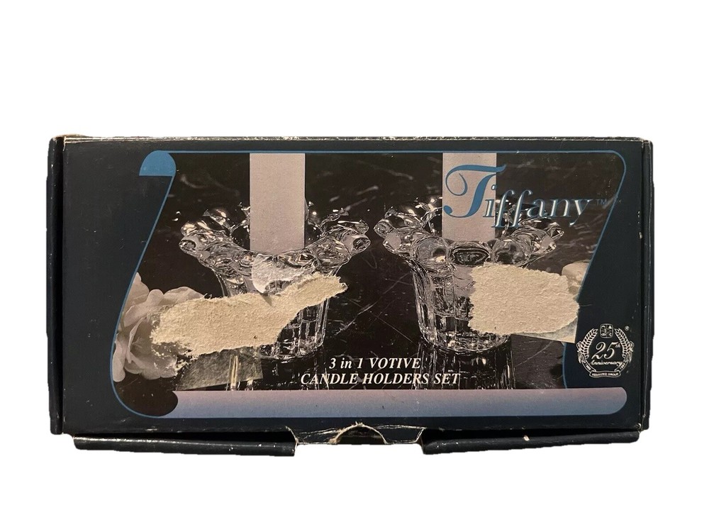 Tiffany 3 In 1 Votive Candle Holders Set Of 2 In Box 25th Anniversary