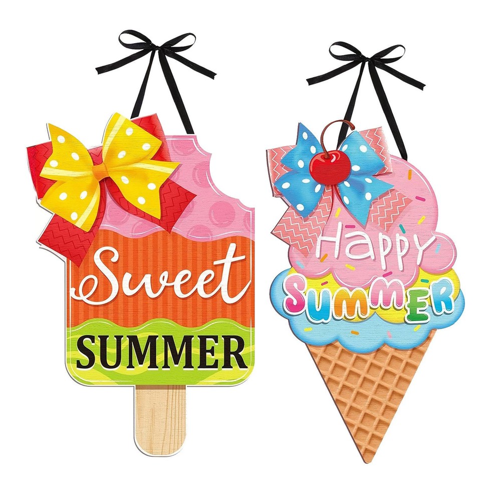 Summer Door Hanger Summer Wooden Decorative Hanging Sign for Wall / Door Decor