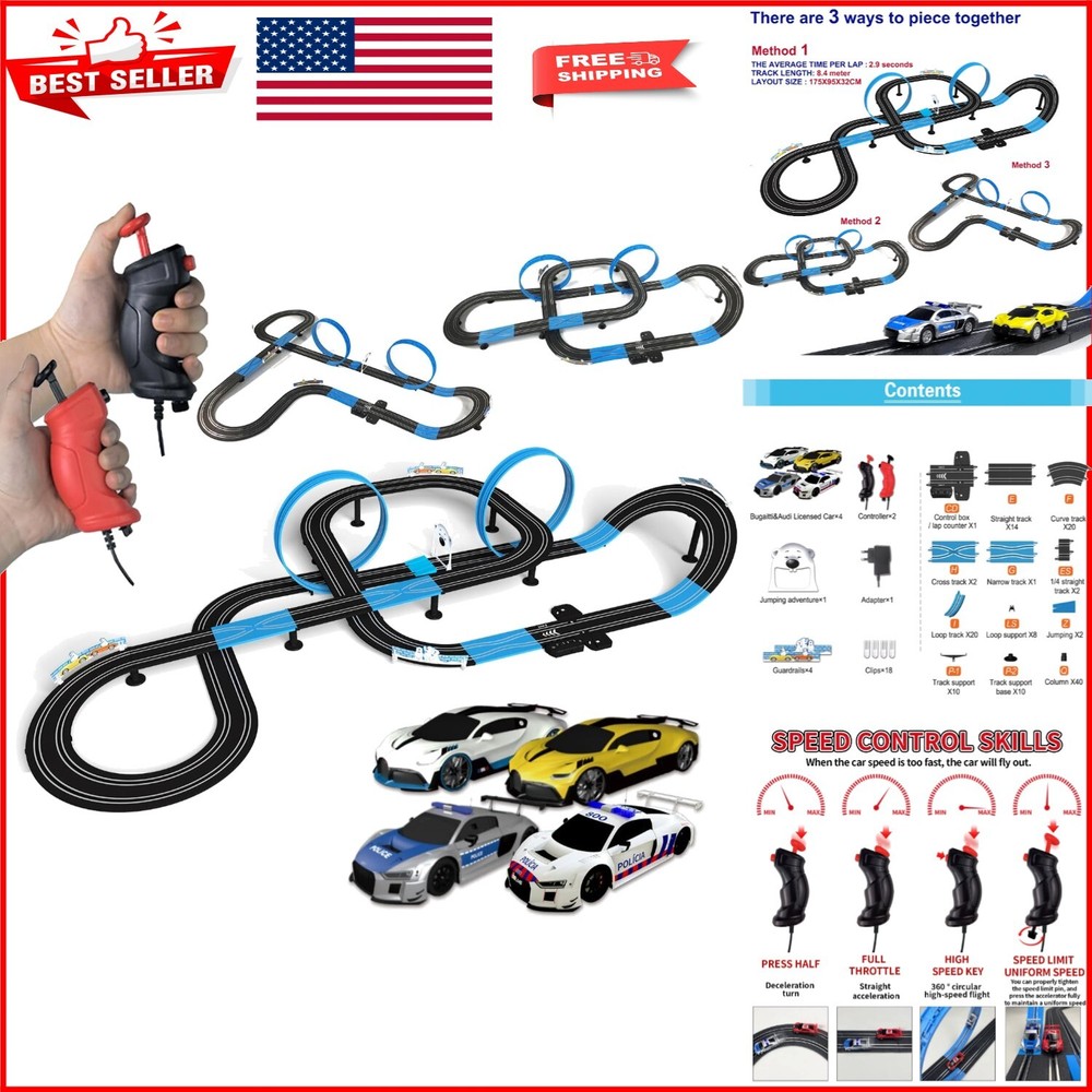 Ultimate 8.4m Electric Slot Car Track with 4 Licensed Vehicles & Lap Counter