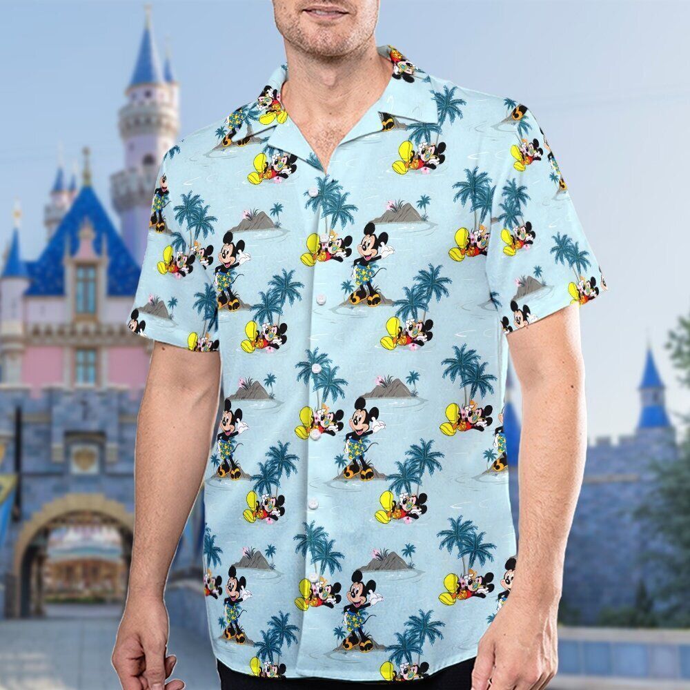 Cartoon Mouse 3D Hawaiian Shirt for Summer Vacation in Hawaii