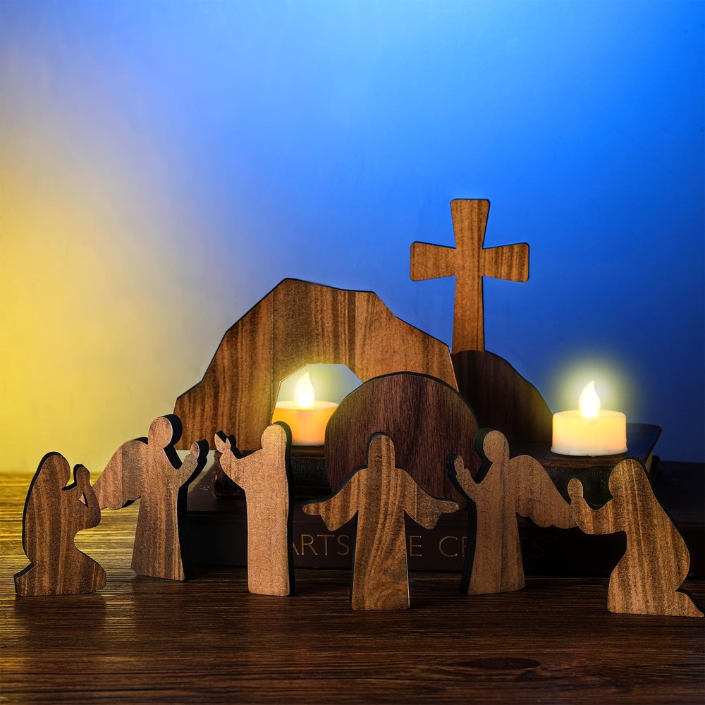 8 Pcs Easter Resurrection Scene Set Empty Tomb Easter Christian Cross Decoration