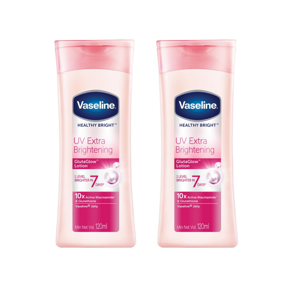 Vaseline Healthy Bright UV Extra Brightening GlutaGlow Lotion 120ml 2X Pack