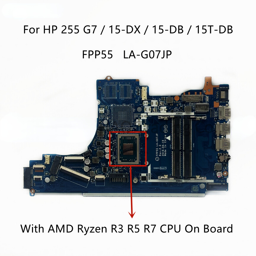HP 15T-DB 15-DB 15-DX Motherboard with R3 R5-3500 R7 CPU LA-G07JP L46515-001