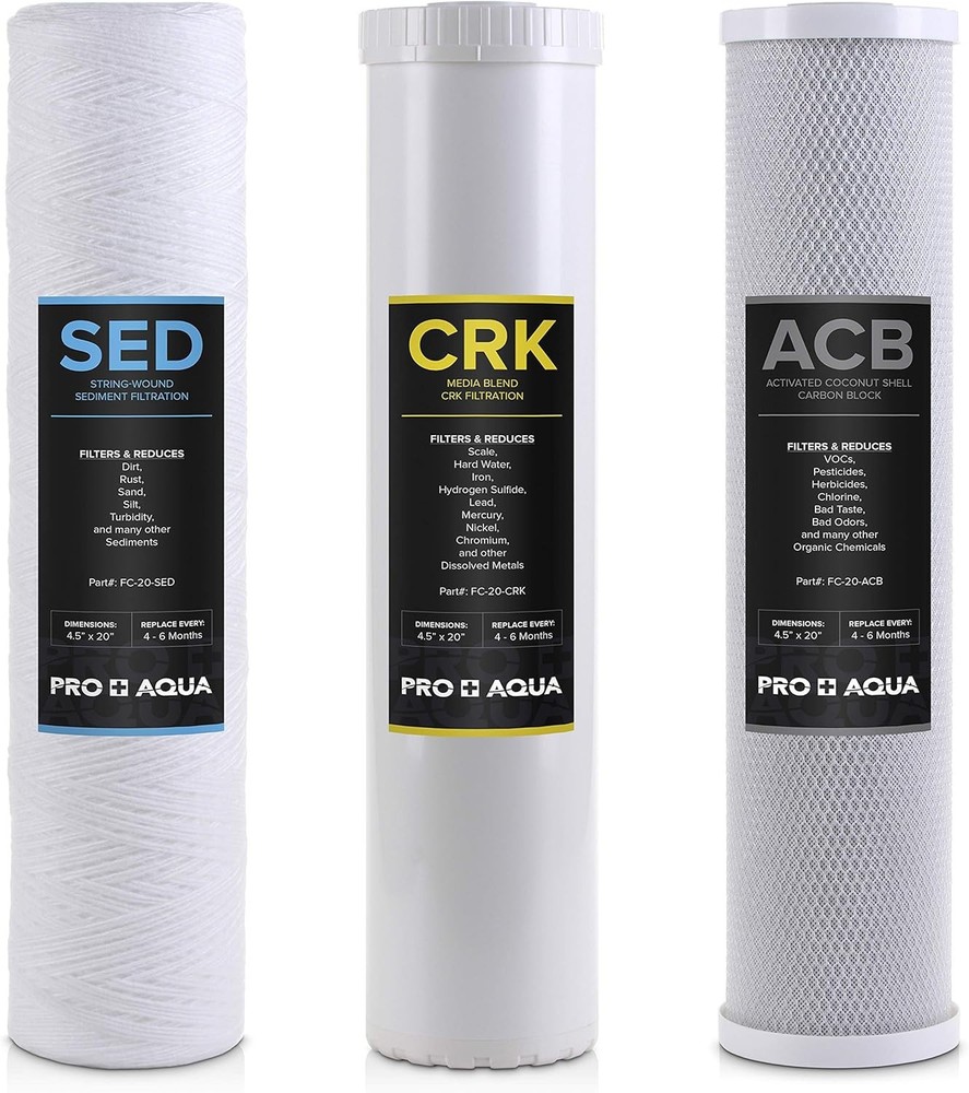 PRO+AQUA Whole House Heavy Metals Well Water Filter Replacement Set - 3 Stage, S