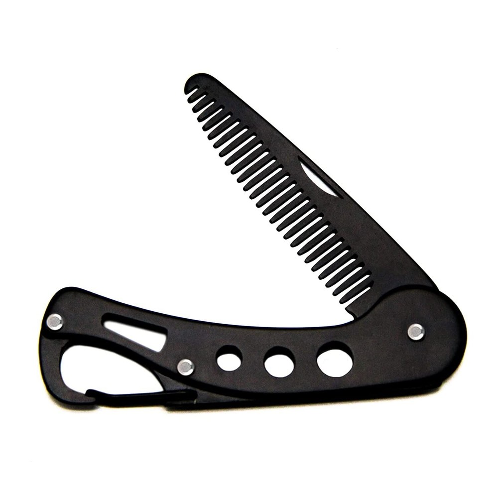 Stainless Steel Folding Beard Comb for Men Mustache Comb Multifunctional Pocket