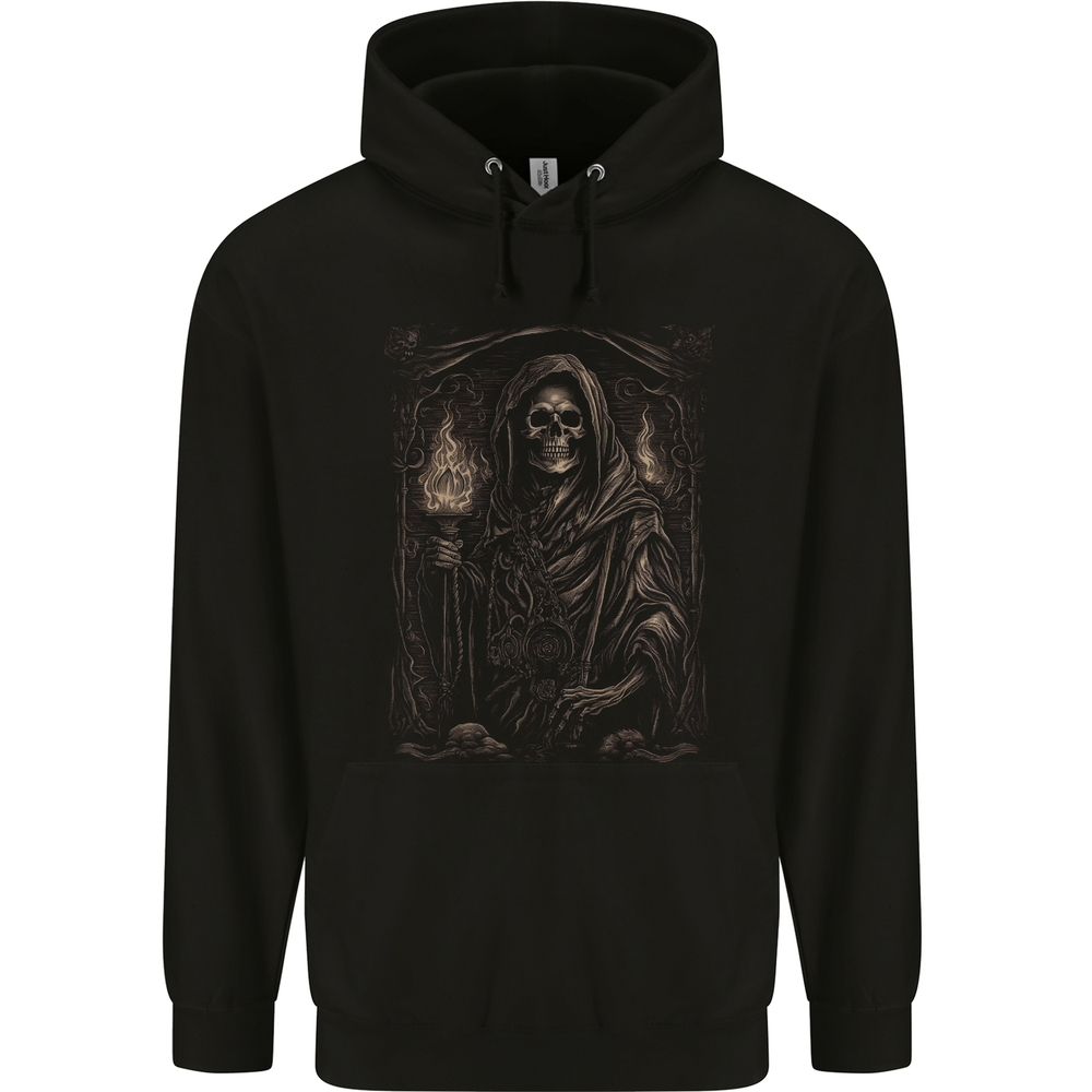 Gothic Grim Reaper Skull Heavy Metal Hoodie for Men - 80% Cotton