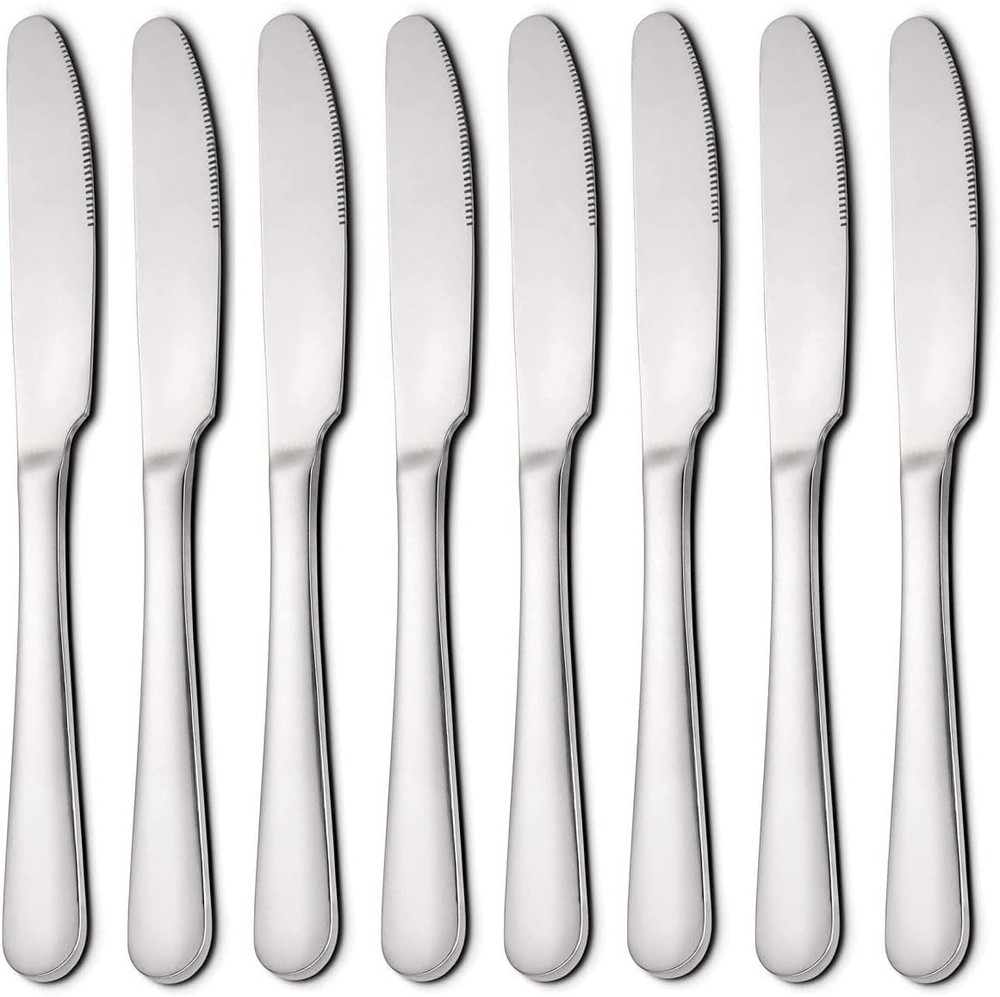 Butter Knives Set of 8 Rust Proof Dinner 9.2 Inch, A. 8 Pack