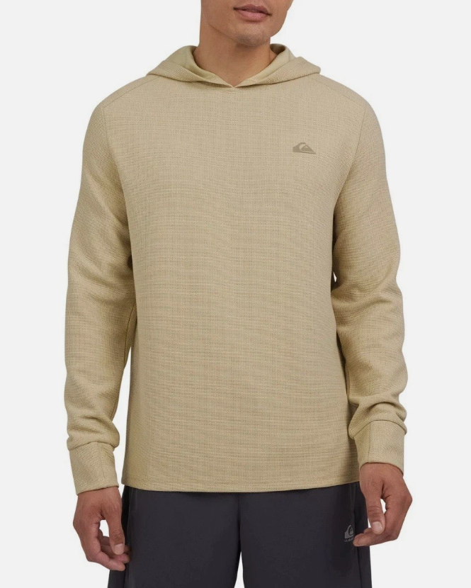 Quiksilver Men's Textured Pullover Sweater Hoodie Tan Size L