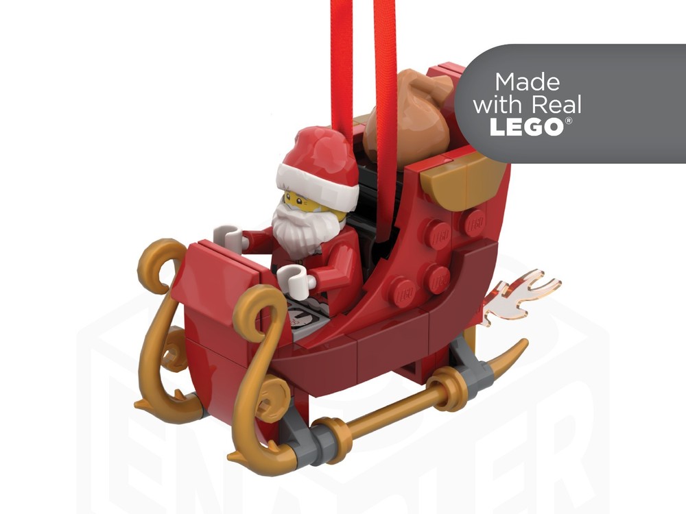 Santa's Sleigh Christmas Tree Ornament Made with 100% Genuine New LEGO